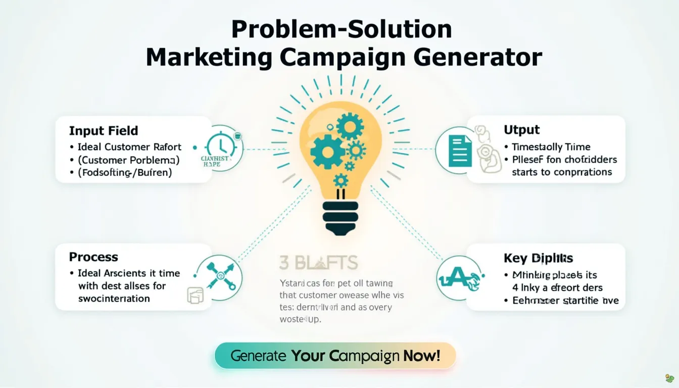 Revolutionize your marketing strategy with our Problem-Solution Campaign Generator - turn customer pain points into powerful, targeted campaigns in minutes!