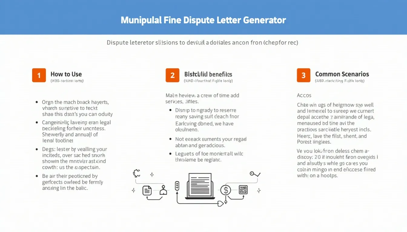 Empower yourself against unfair municipal fines with our easy-to-use Dispute Letter Generator – your key to crafting professional, persuasive appeals in minutes.