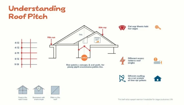 Decode the complexities of roof pitch with our comprehensive infographic, showcasing key ratios, angles, and material choices for optimal roofing decisions.