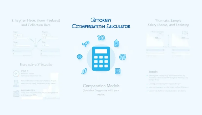 Discover how our Attorney Compensation Calculator simplifies law firm salary structures, offering instant estimates based on various models and key metrics.