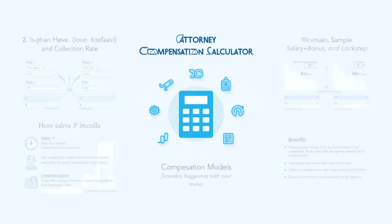 Discover how our Attorney Compensation Calculator simplifies law firm salary structures, offering instant estimates based on various models and key metrics.