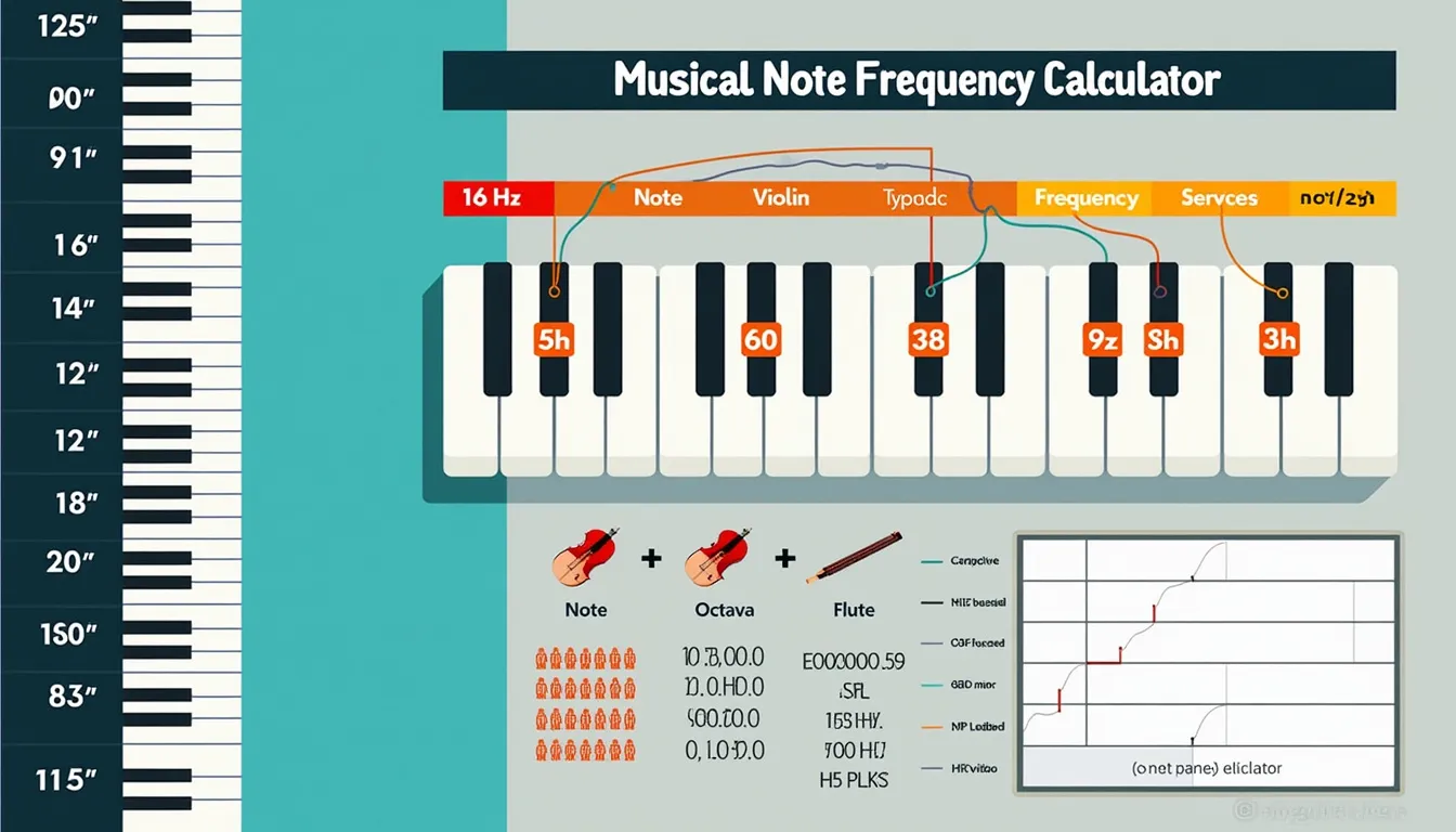 Explore the science of sound with our Musical Note Frequency Calculator infographic, showcasing the relationship between notes, octaves, and precise frequencies.