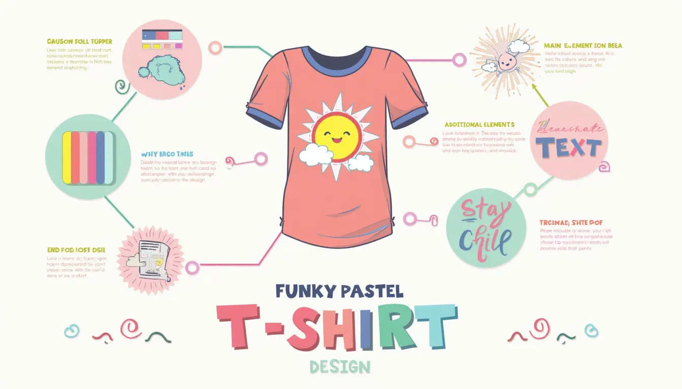 Discover how to create eye-catching, personalized t-shirt designs with our Funky Pastel T-Shirt Design Generator infographic!