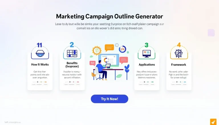 Streamline your marketing efforts with our powerful Marketing Campaign Outline Generator - create professional, effective campaigns in minutes!