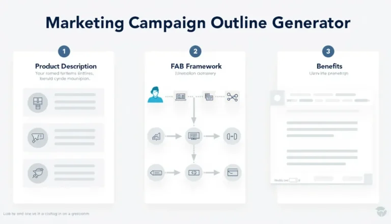 Streamline your marketing strategy with our powerful Marketing Campaign Outline Generator, leveraging the FAB Framework for impactful results.