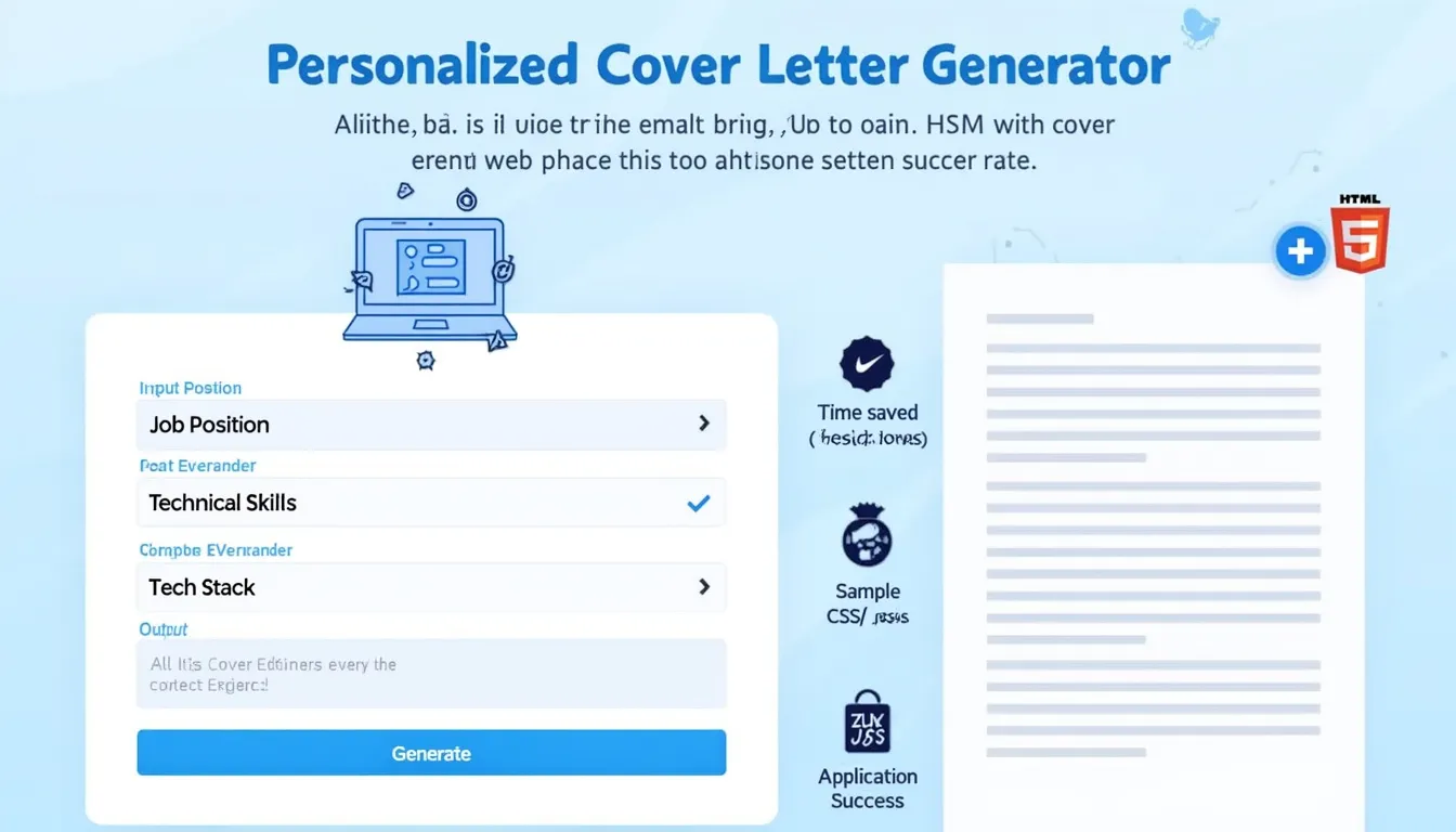 Unlock your potential with our AI-powered Cover Letter Generator, tailored for web developers to showcase their unique tech skills and land their dream job.