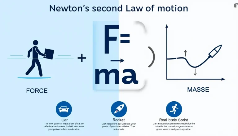 Discover the power of Newton's Second Law in this eye-catching infographic, illustrating how force, mass, and acceleration interact in our daily lives.