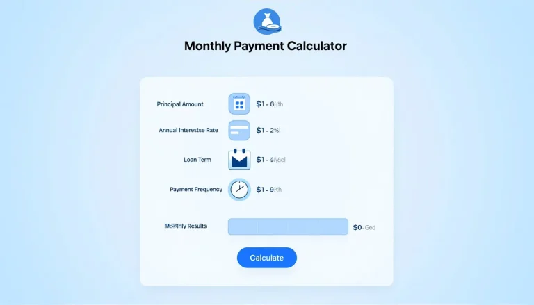 Visualize your loan payments with our easy-to-use Monthly Payment Calculator infographic, helping you make informed financial decisions.