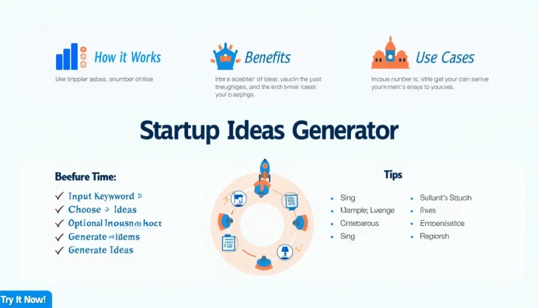 Discover how our Startup Ideas Generator can ignite your entrepreneurial journey with tailored business concepts and innovative thinking.