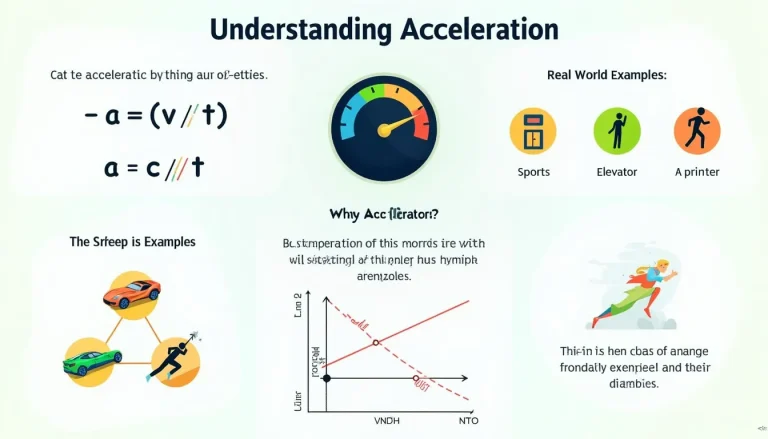 Discover the power of acceleration in physics with our comprehensive infographic, showcasing formulas, real-world applications, and visual representations of this fundamental concept.