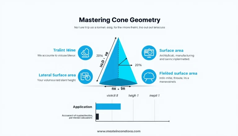 Unlock the power of cone geometry with our comprehensive infographic, showcasing key formulas, practical applications, and the benefits of using a cone calculator.