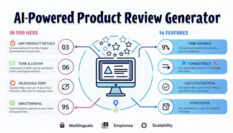 Revolutionize your product marketing with our AI-powered Review Generator: Create compelling, customized product reviews in seconds!