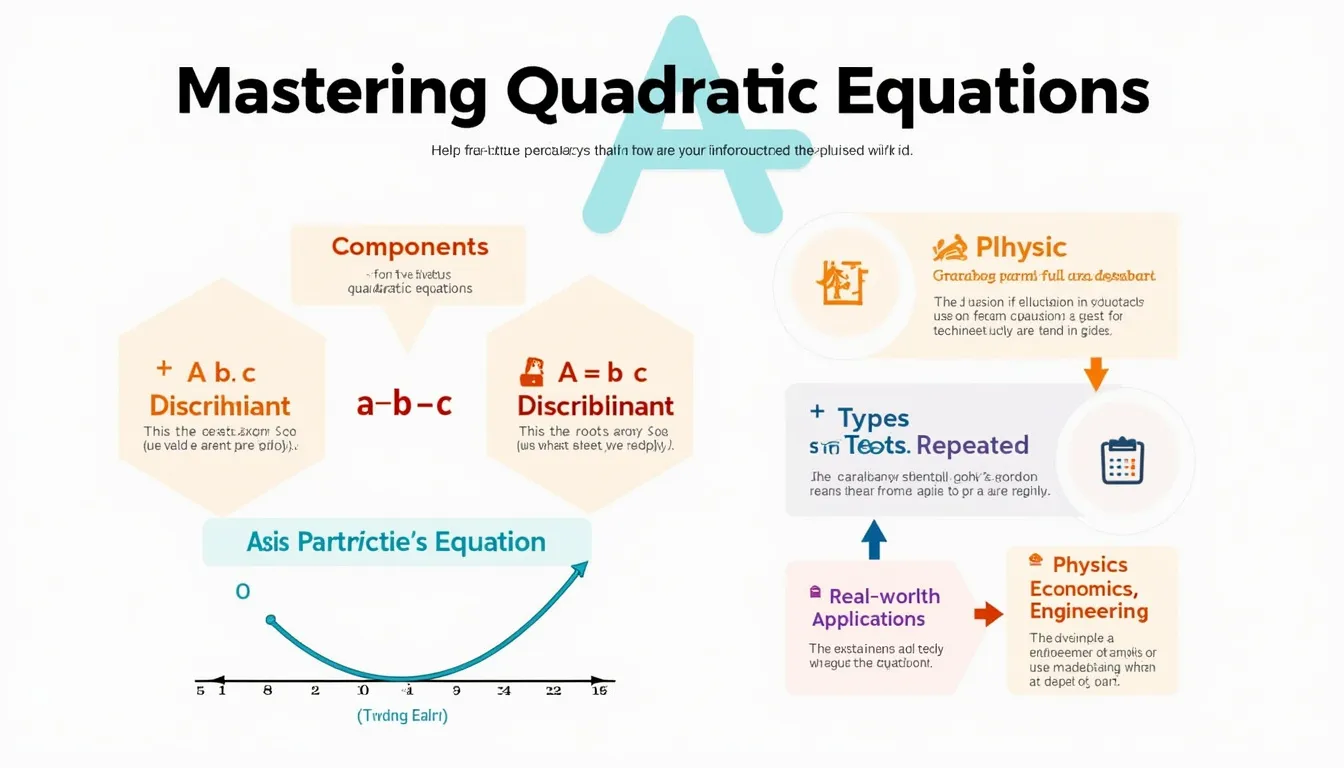 Unlock the power of quadratic equations with this comprehensive infographic, covering everything from basic components to real-world applications.