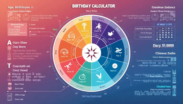 Unlock the secrets of your birth date with our comprehensive Birthday Calculator infographic, revealing fascinating insights from astrology to numerology.