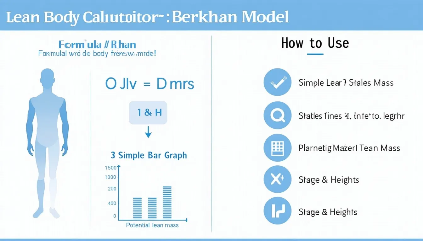 Discover your potential lean body mass with our infographic on the Berkhan Model calculator – a simple yet powerful tool for fitness enthusiasts and bodybuilders.