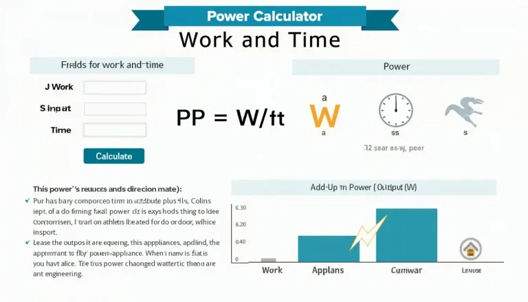 Discover the relationship between work, time, and power with our intuitive Power Calculator infographic.