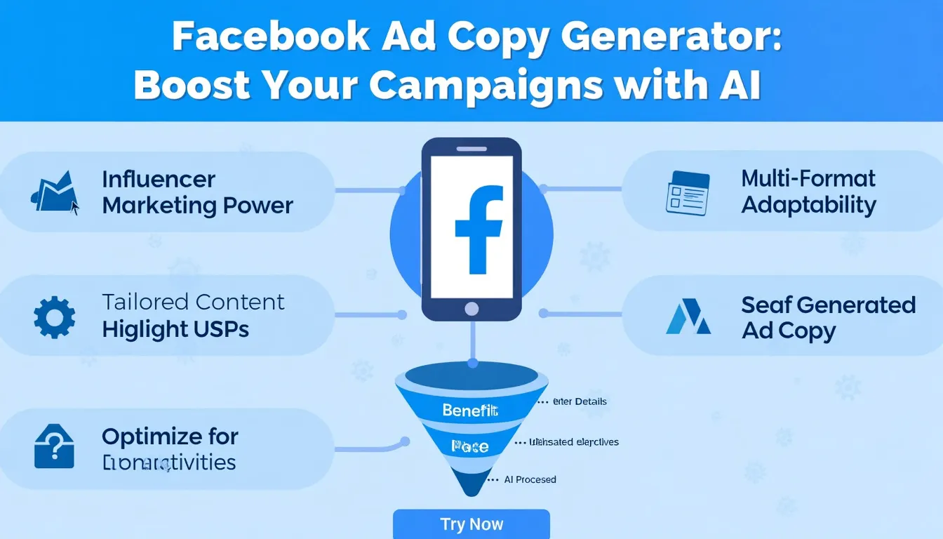 Revolutionize your Facebook advertising with our AI-powered Ad Copy Generator – create compelling, influencer-inspired content in minutes!