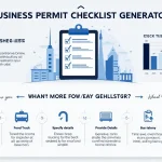 Simplify your startup compliance with our Business Permit Checklist Generator – your one-stop solution for navigating the complex world of business licenses and permits.