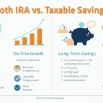 Discover the power of tax-free growth with our Roth IRA vs. Taxable Savings infographic, showcasing how smart investment choices can maximize your retirement savings.