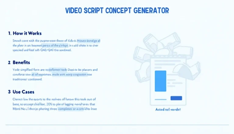 Unlock the power of video marketing with our innovative Video Script Concept Generator - streamline your content creation process and captivate your audience!