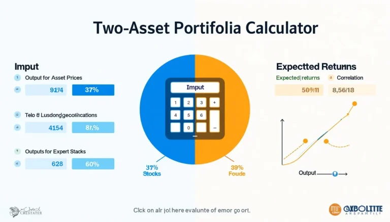 Optimize your investment strategy with our Two Asset Portfolio Calculator infographic, visualizing key inputs and outputs for informed decision-making.