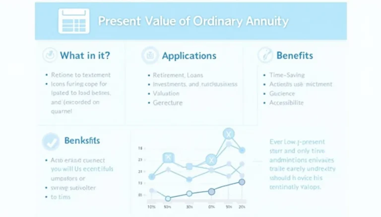 Unlock the power of future cash flows with our Present Value of Ordinary Annuity infographic, showcasing key concepts, applications, and benefits of this essential financial tool.