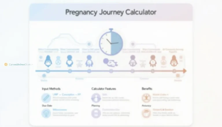 Discover your pregnancy journey with our comprehensive Pregnancy Calculator infographic, guiding you from conception to birth with personalized insights and milestones.