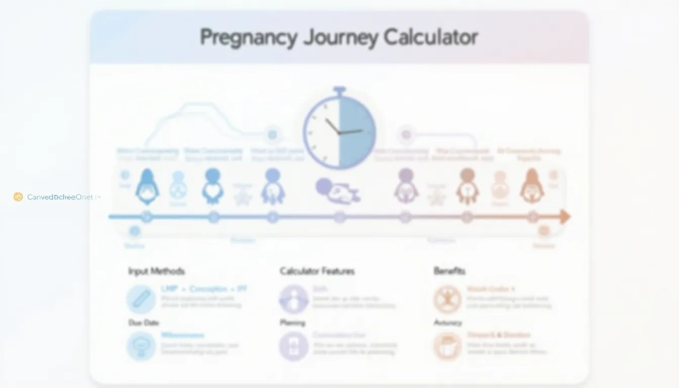 Discover your pregnancy journey with our comprehensive Pregnancy Calculator infographic, guiding you from conception to birth with personalized insights and milestones.