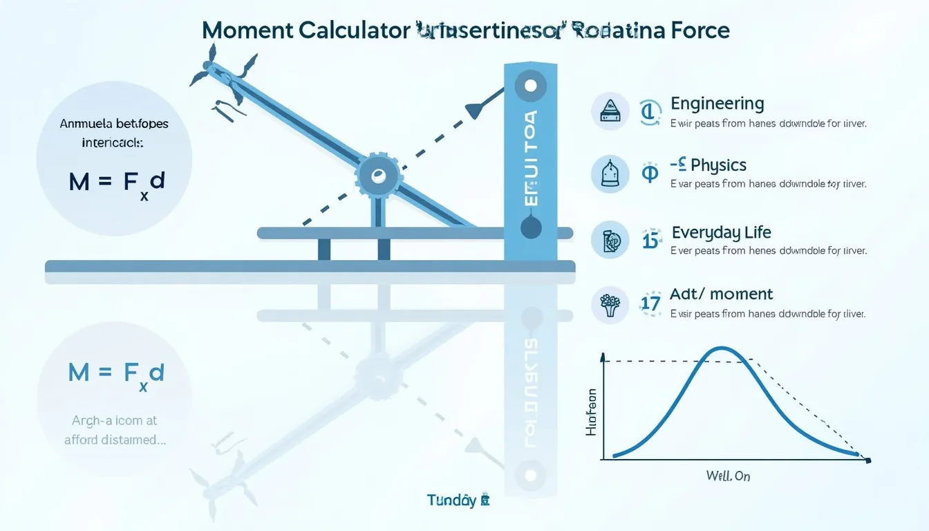 Unlock the power of rotational force with our Moment Calculator infographic, showcasing its applications in engineering, physics, and everyday life.