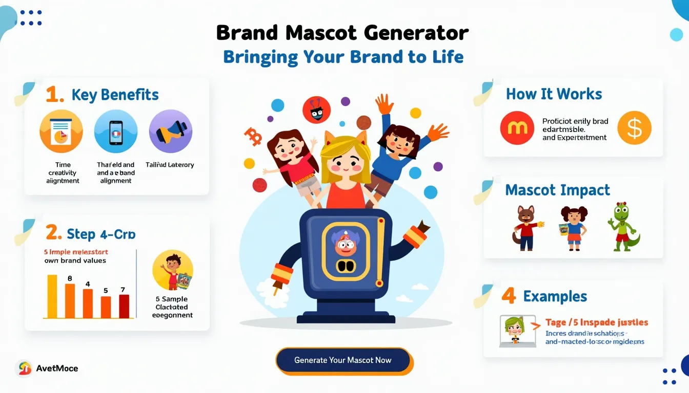 Discover how our Brand Mascot Generator can bring your brand to life with tailored, creative concepts that resonate with your audience and embody your values.