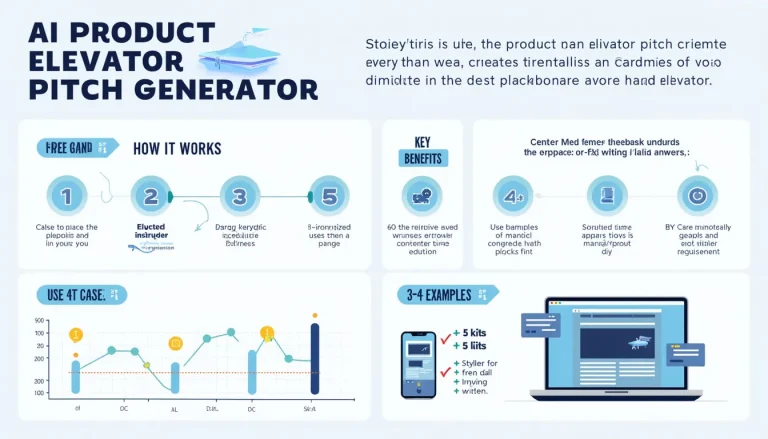 Revolutionize your product pitches with AI: Our infographic showcases how the AI Product Elevator Pitch Generator creates compelling pitches in seconds, saving time and boosting effectiveness.