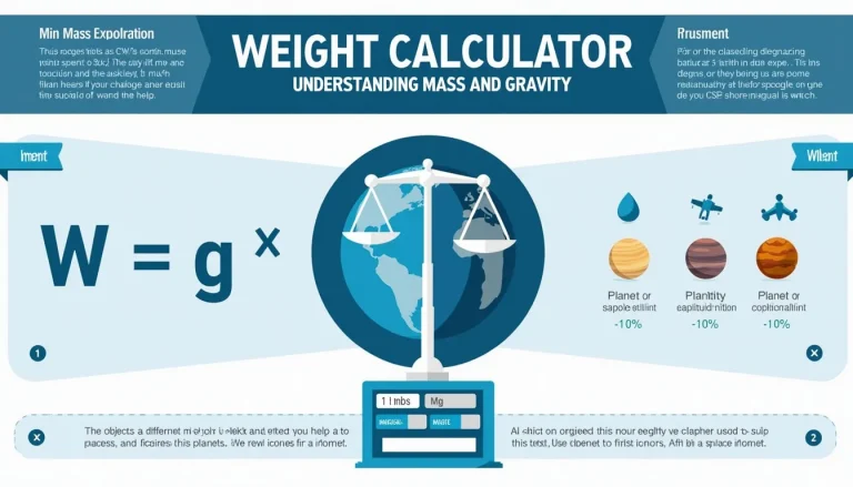 Discover how mass and gravity interact to determine weight across the universe with our comprehensive infographic on the Weight Calculator.