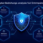 Diese moderne Cyber-Bedrohungsanalyse visualisiert die wichtigsten Sicherheitsrisiken und Schutzmaßnahmen für verschiedene Wirtschaftssektoren und bietet einen strukturierten Ansatz zur Bewertung von Cyber-Bedrohungen.