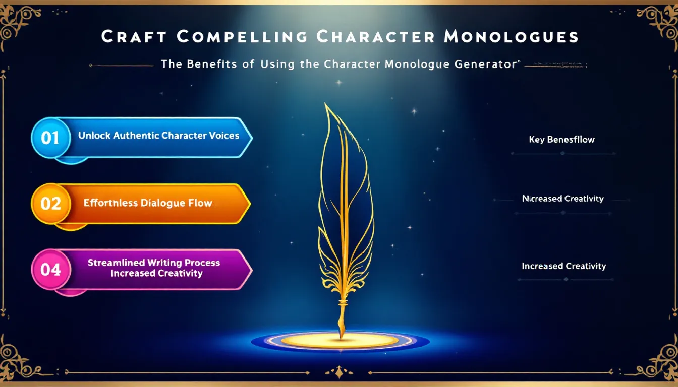 Elevate your storytelling with our Character Monologue Generator - transforming character concepts into powerful, authentic voices in minutes.