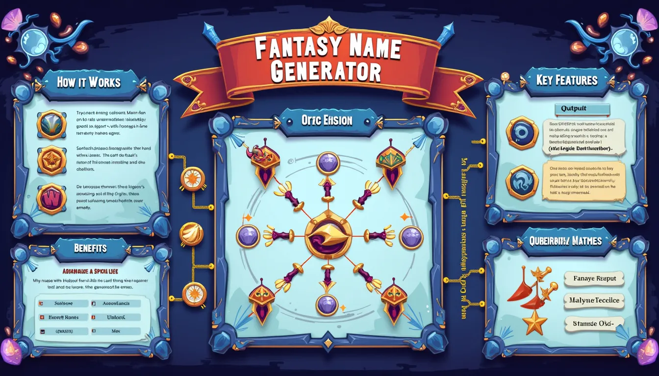 Unlock the power of imagination with our Fantasy Name Generator infographic – your ultimate guide to creating captivating character names for your stories and games.