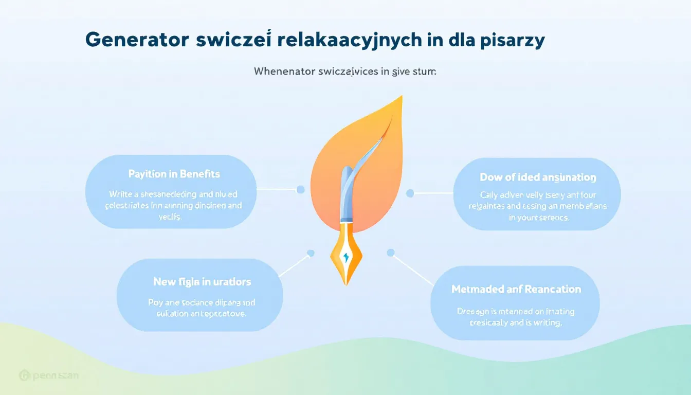 Odkryj nowy wymiar twórczego pisania z naszym Generatorem ćwiczeń relaksacyjnych - narzędziem, które łączy kreatywność z technikami relaksacji dla zwiększenia produktywności pisarskiej.