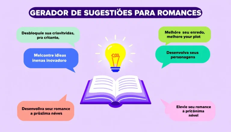 Desbloqueie sua criatividade literária com o Gerador de Sugestões para Romances - transformando suas ideias em histórias cativantes em minutos.