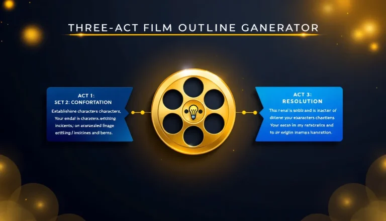 Streamline your screenwriting process with our Three-Act Film Outline Generator - turning your story ideas into structured, compelling narratives in minutes.