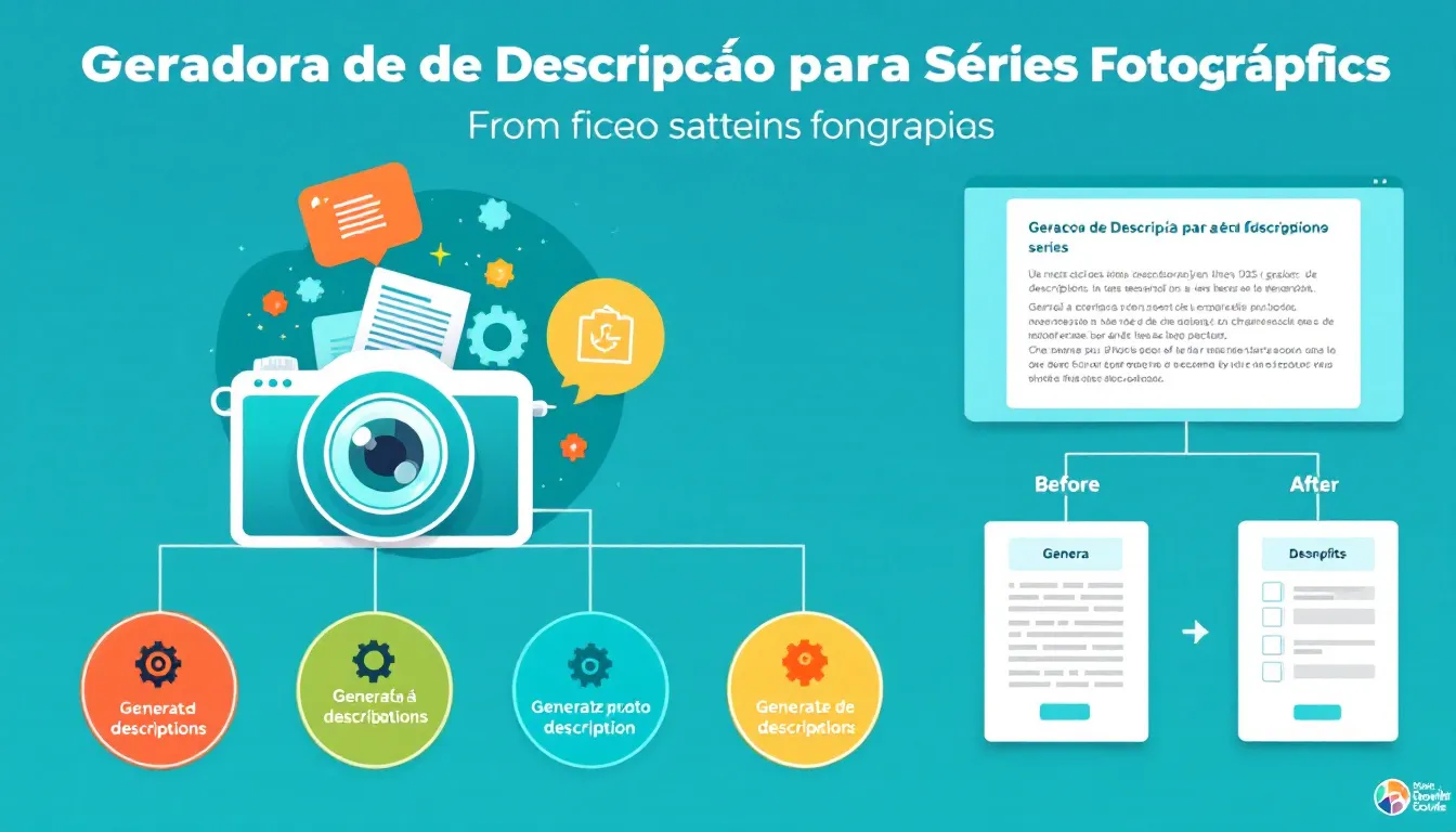 Eleve suas séries fotográficas com nosso Gerador de Descrição - transforme sua visão artística em narrativas cativantes em minutos.