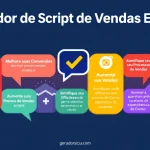 Potencialize suas vendas com o Gerador de Script de Vendas Eficaz - transforme informações do seu produto em estratégias de vendas persuasivas em minutos.