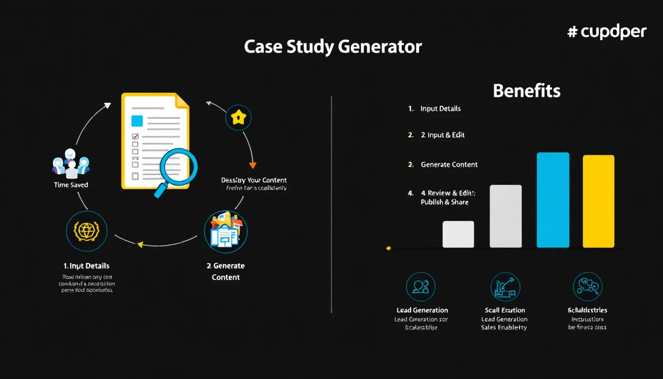 Discover how our Case Study Generator revolutionizes marketing strategies by streamlining content creation and boosting lead generation.