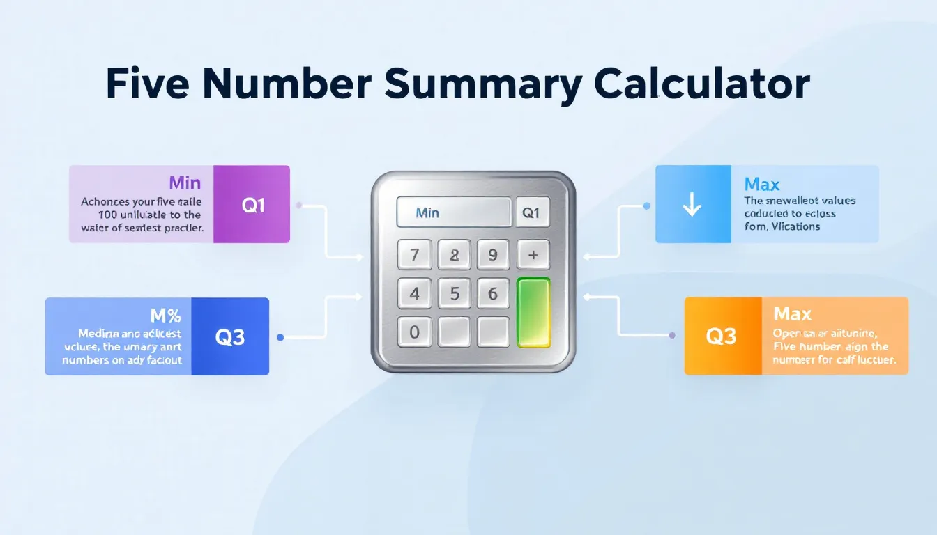 Simplify your data analysis with our Five Number Summary Calculator - quickly visualize and understand your dataset's distribution in just a few clicks.