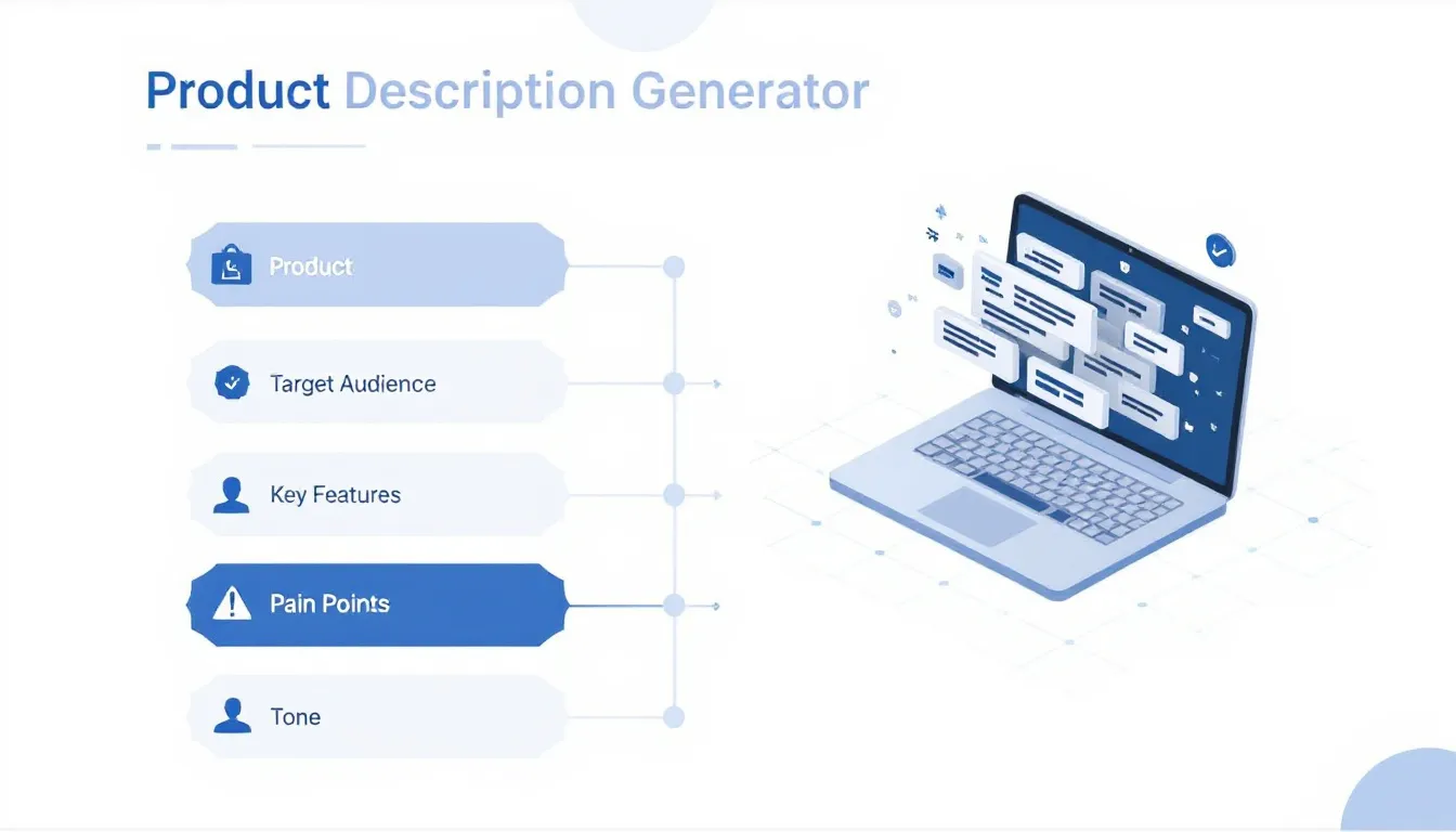 Transform your product marketing with our AI-powered Product Description Generator - create compelling, conversion-focused content in minutes instead of hours.