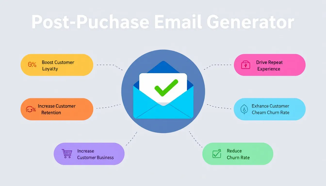 Boost customer loyalty and satisfaction with our Post-Purchase Email Generator - creating personalized, engaging follow-up communications in minutes.