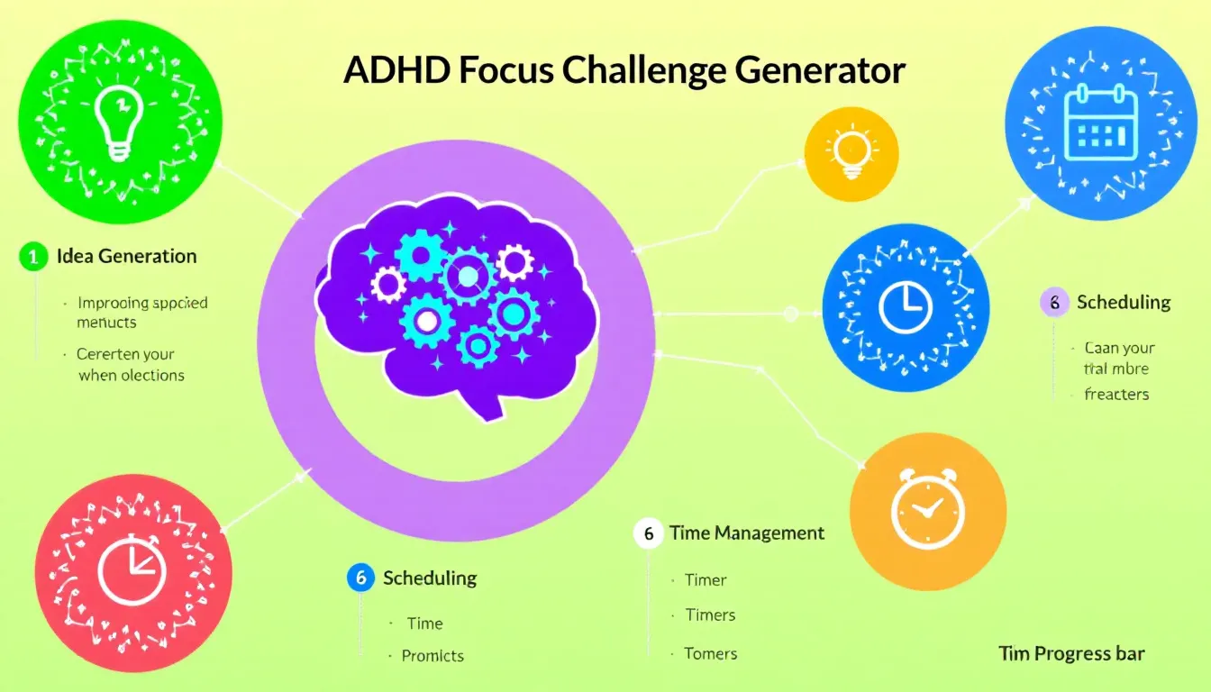 Revolutionize your ADHD management with our Focus Challenge Generator - creating personalized strategies to enhance concentration and productivity.