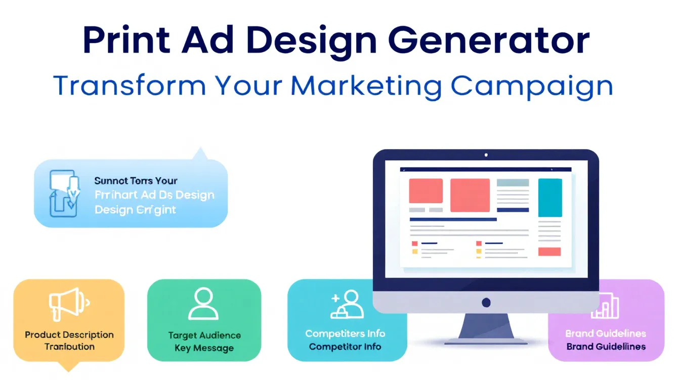 Streamline your print advertising process with our intuitive Print Ad Design Generator - turning your marketing inputs into compelling ad concepts in minutes.