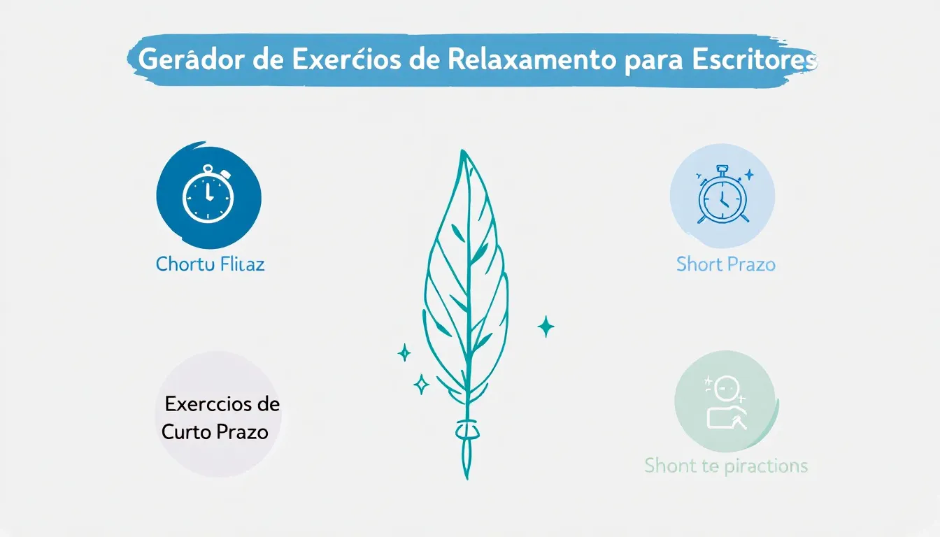 Supere o bloqueio criativo e aumente sua produtividade com o Gerador de Exercícios de Relaxamento para Escritores - sua ferramenta personalizada para bem-estar e criatividade.