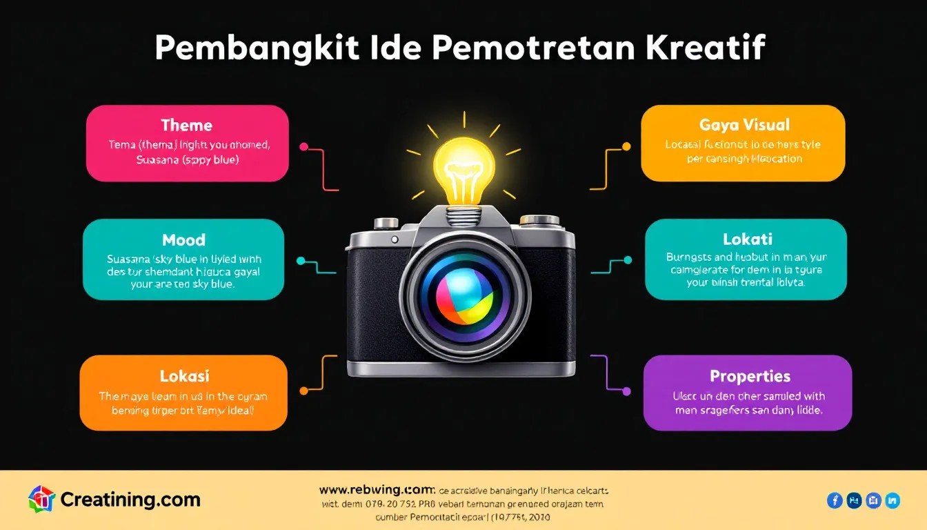 Tingkatkan kreativitas fotografi Anda dengan Alat Pembangkit Ide Pemotretan Kreatif - mengubah inspirasi menjadi konsep visual yang menarik dalam hitungan menit.