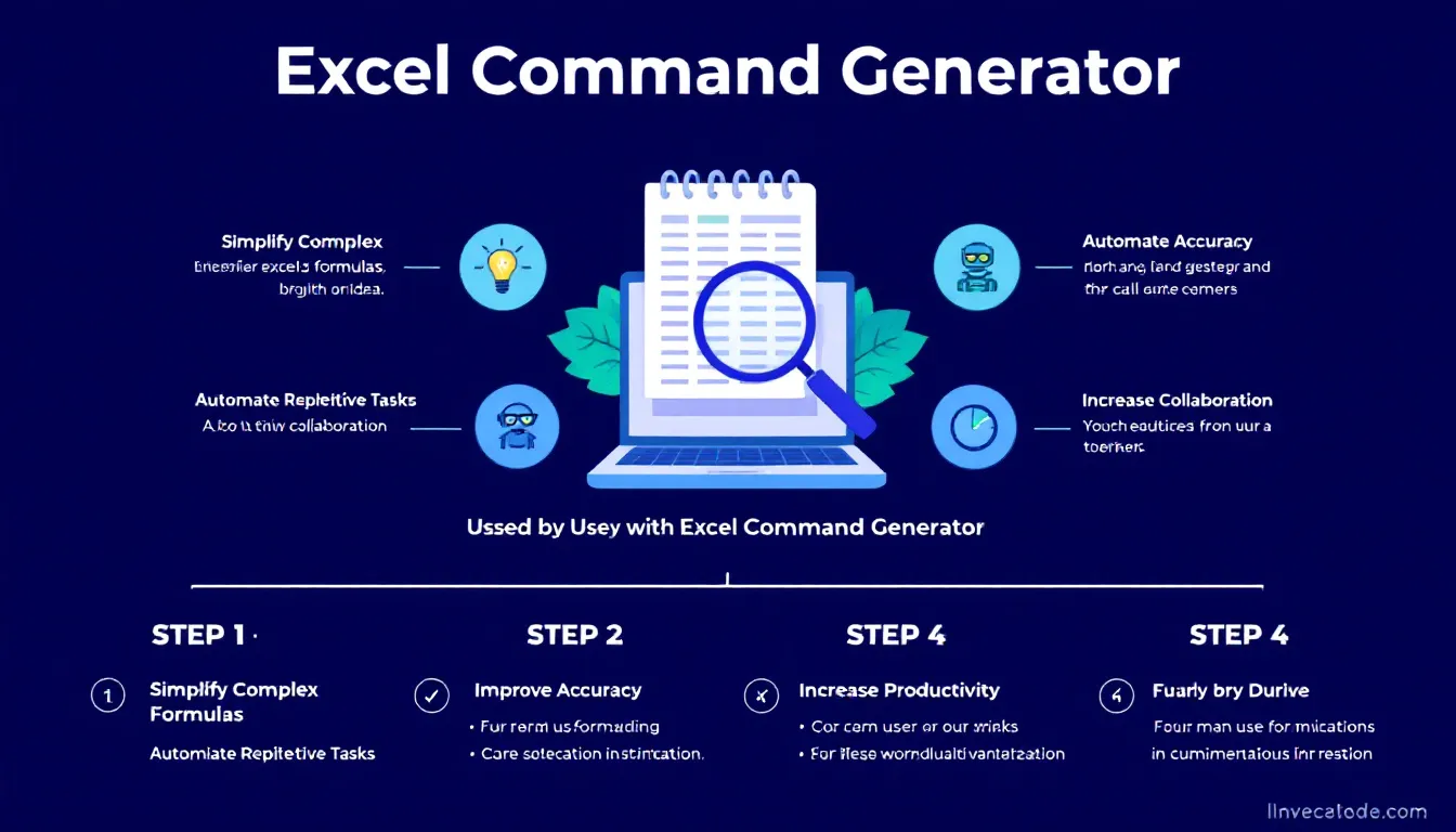 Simplify your Excel experience with our Excel Command Generator - transforming complex formulas into easy-to-use commands in seconds.