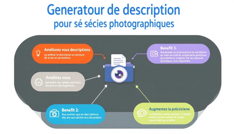 Découvrez notre Générateur de description pour séries photographiques : transformez vos concepts visuels en textes captivants en quelques clics.